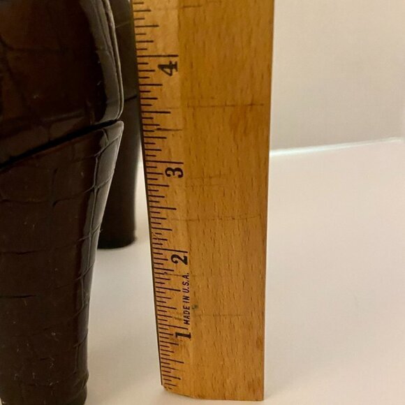 Aerosoles Super Comfort brown reptile leather peep toe heels, 9 - Picture 12 of 14